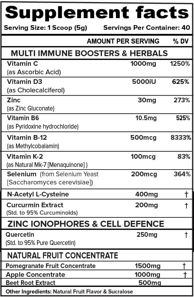 immunity drink super immune booster supplement fact