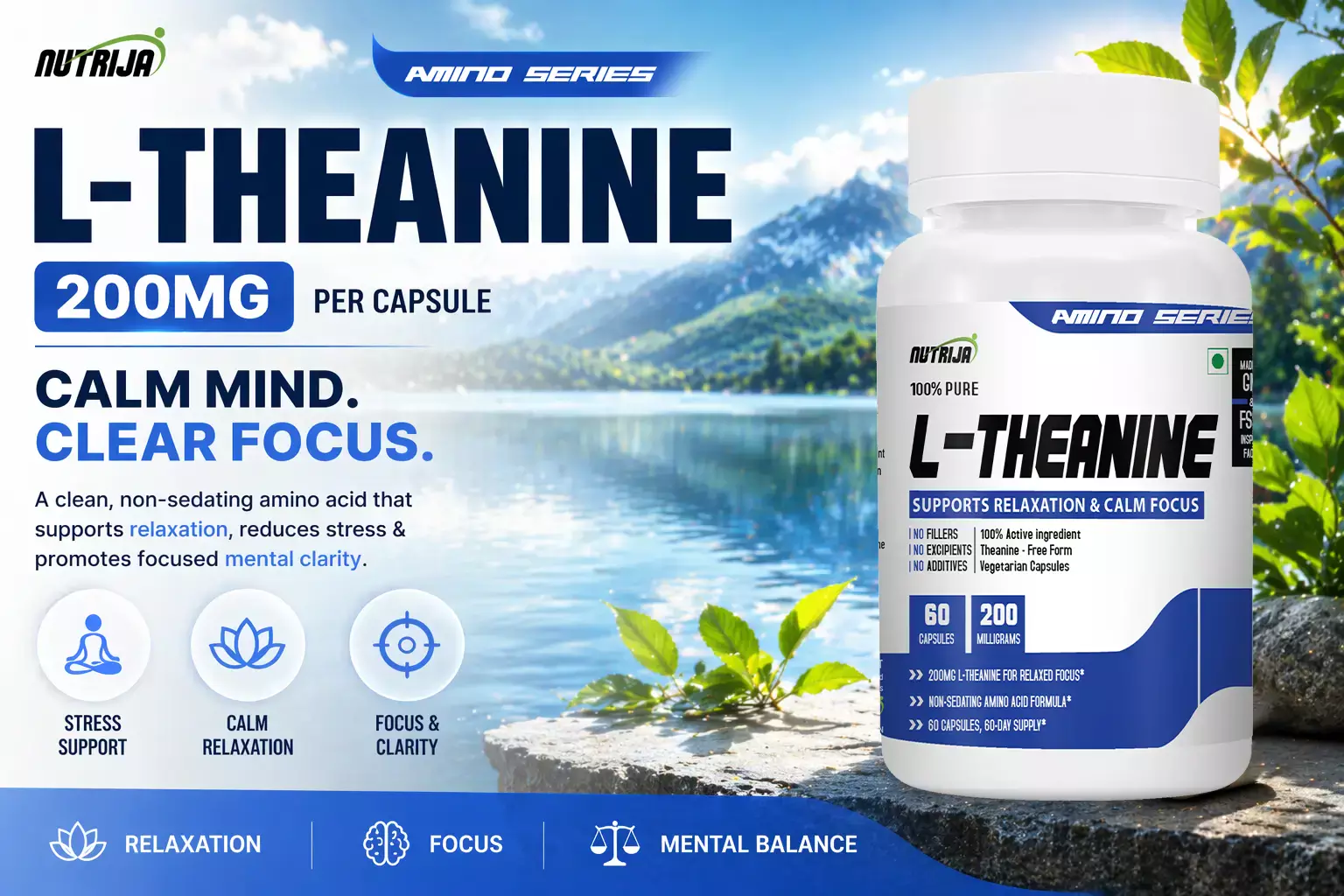 Buy L-Theanine 200MG Capsules in India | NutriJa Supplement Store