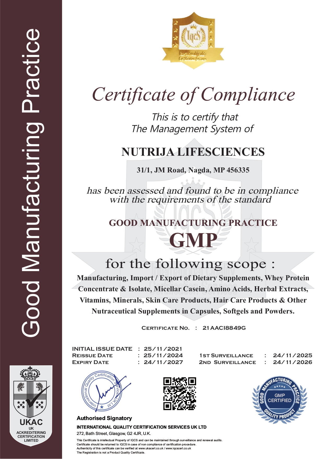 GMP CERTIFIED NUTRIJA LIFESCIENCES