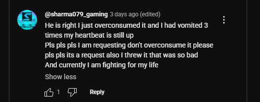 YouTube Overdose Comment