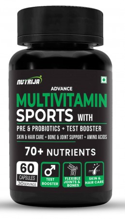 Buy Advanced Multivitamin Sports with Pre & Probiotics +Testosterone Booster + Skin & Hair Care + Joint Support + Essential Vitamins & Minerals + Amino acids