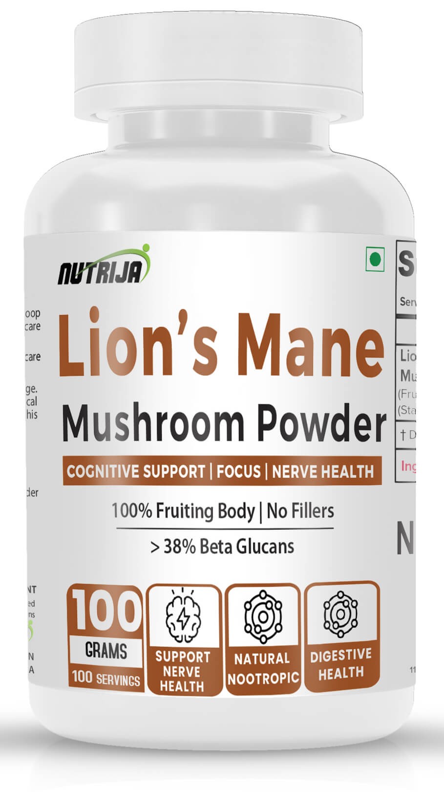 Grass & Co. FOCUS Lion's Mane Mushrooms Powder 100g - View #7
