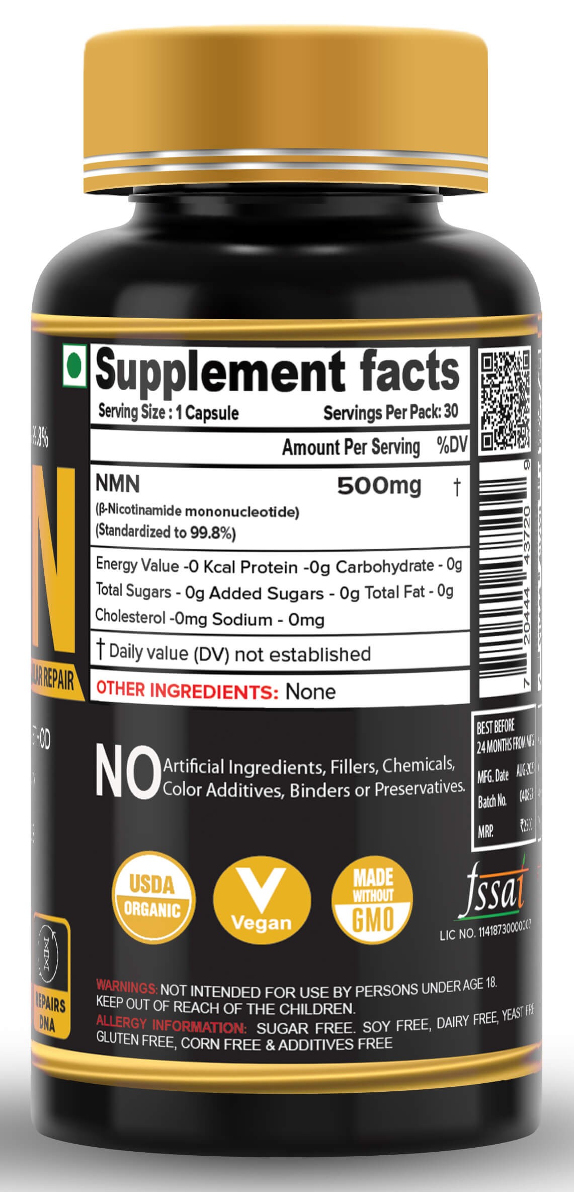 NutriJa NMN (Nicotinamide mononucleotide) 500mg Supplement ...