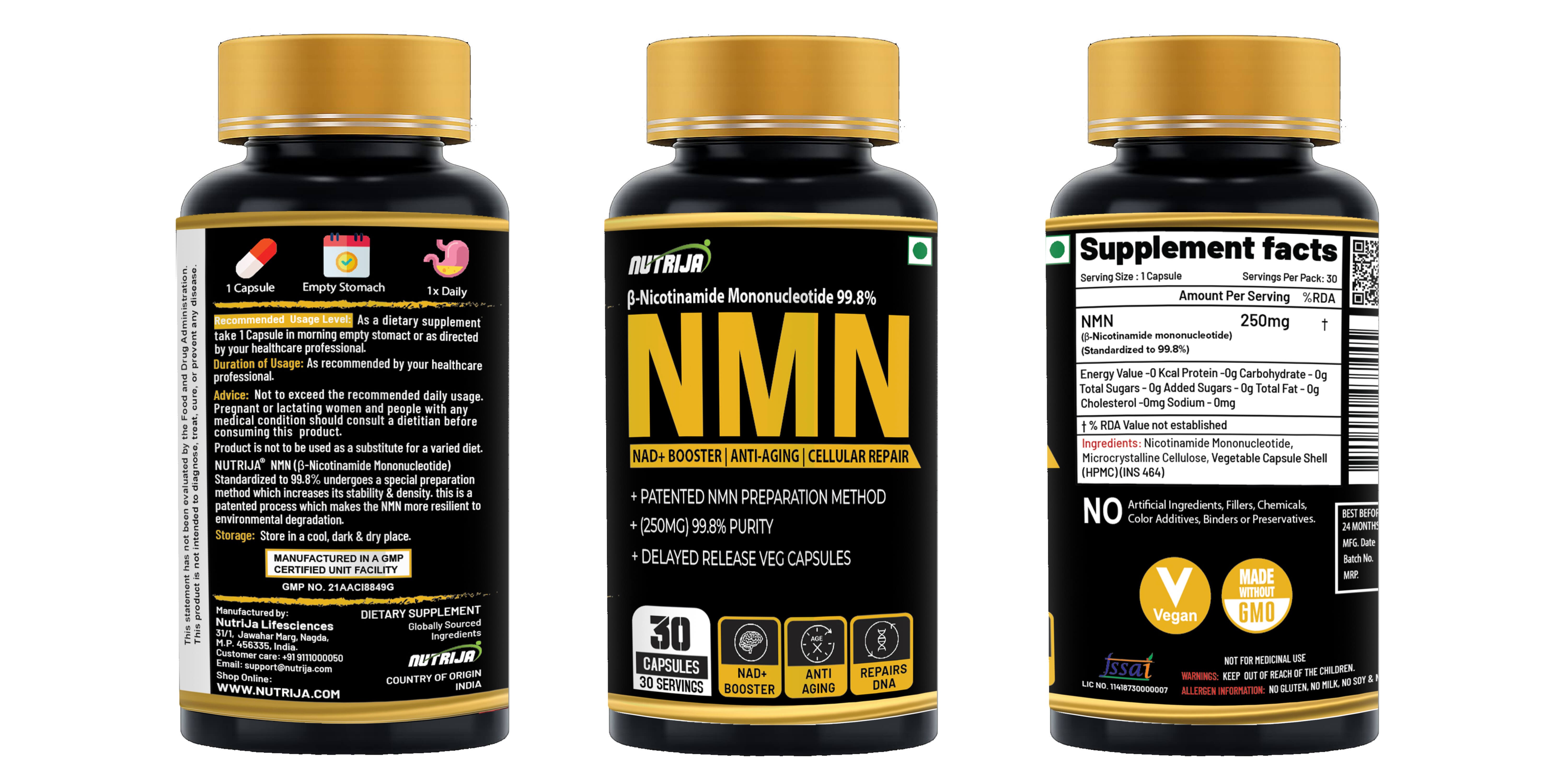 NutriJa NMN (Nicotinamide mononucleotide) 250mg Supplement