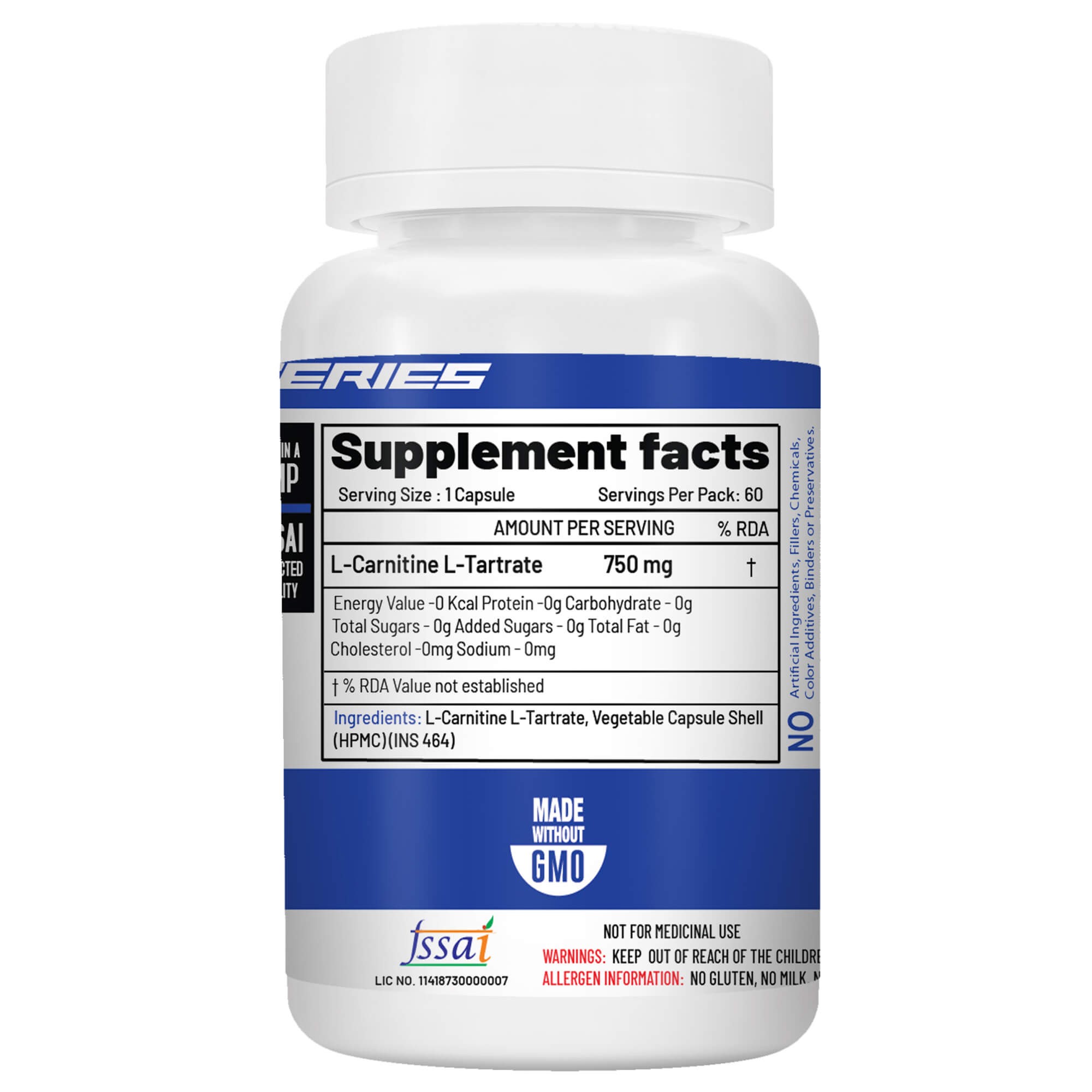 l carnitine powder bulk L-Carnitine L-Tartrate 60 capsules • Unflavoured main image 0
