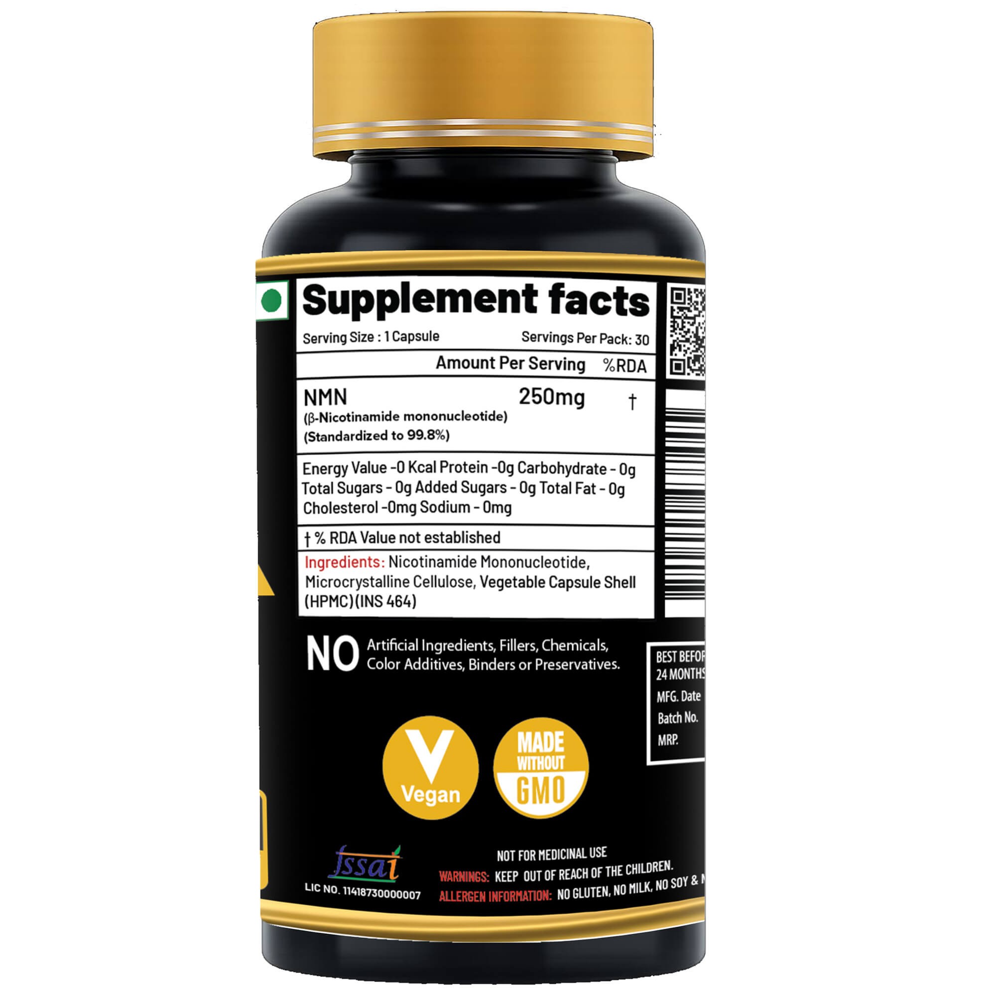 NutriJa NMN (Nicotinamide mononucleotide) 250mg Supplement