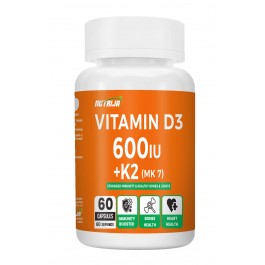 Buy Vitamin D3 600iu + Vitamin K2 MK7 Menaquinone 55MCG