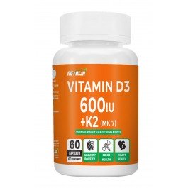 Buy Vitamin D3 600iu + Vitamin K2 MK7 Menaquinone 55MCG