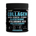 Hydrolyzed Marine Collagen with Biotin, Vitamin C, Zinc, Keratin, Glutathione, Hyaluronic Acid, DHT Blocker & Multivitamins.