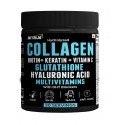 Hydrolyzed Marine Collagen with Biotin, Vitamin C, Zinc, Keratin, Glutathione, Hyaluronic Acid, DHT Blocker & Multivitamins.