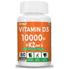 Buy Vitamin D3 10000iu + Vitamin K2 MK7 Menaquinone 100mcg