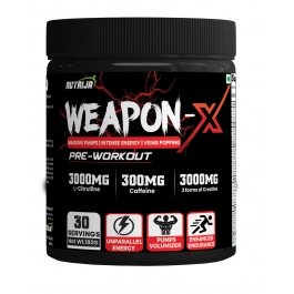 Buy Weapon-X Pre-Workout Supplement in India | 21 Active Ingredients | Viens Popping, Muscles Volumizer, Massive Pumps | Intense Enery & focus