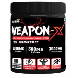 Buy Weapon-X Pre-Workout Supplement in India | 20 Active Ingredients | Viens Popping, Muscles Volumizer, Massive Pumps | Intense Enery & focus